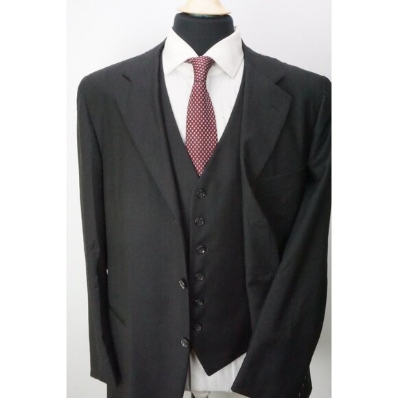 Raffaele Caruso Sartoria Parma Loro Piana S120s Wool Gray 3 Pc Suit 44R US NEW